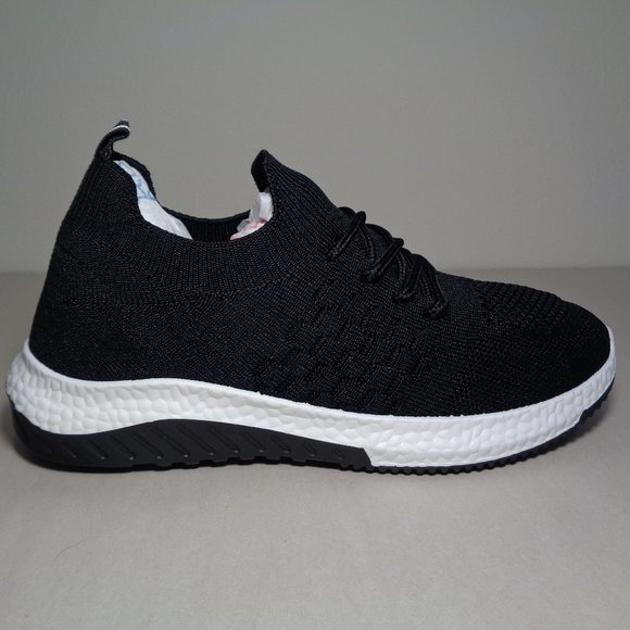 Danskin Size 7.5 M FREE Black Knit Lace Up Sneakers New Women's Shoes - Picture 2 of 16